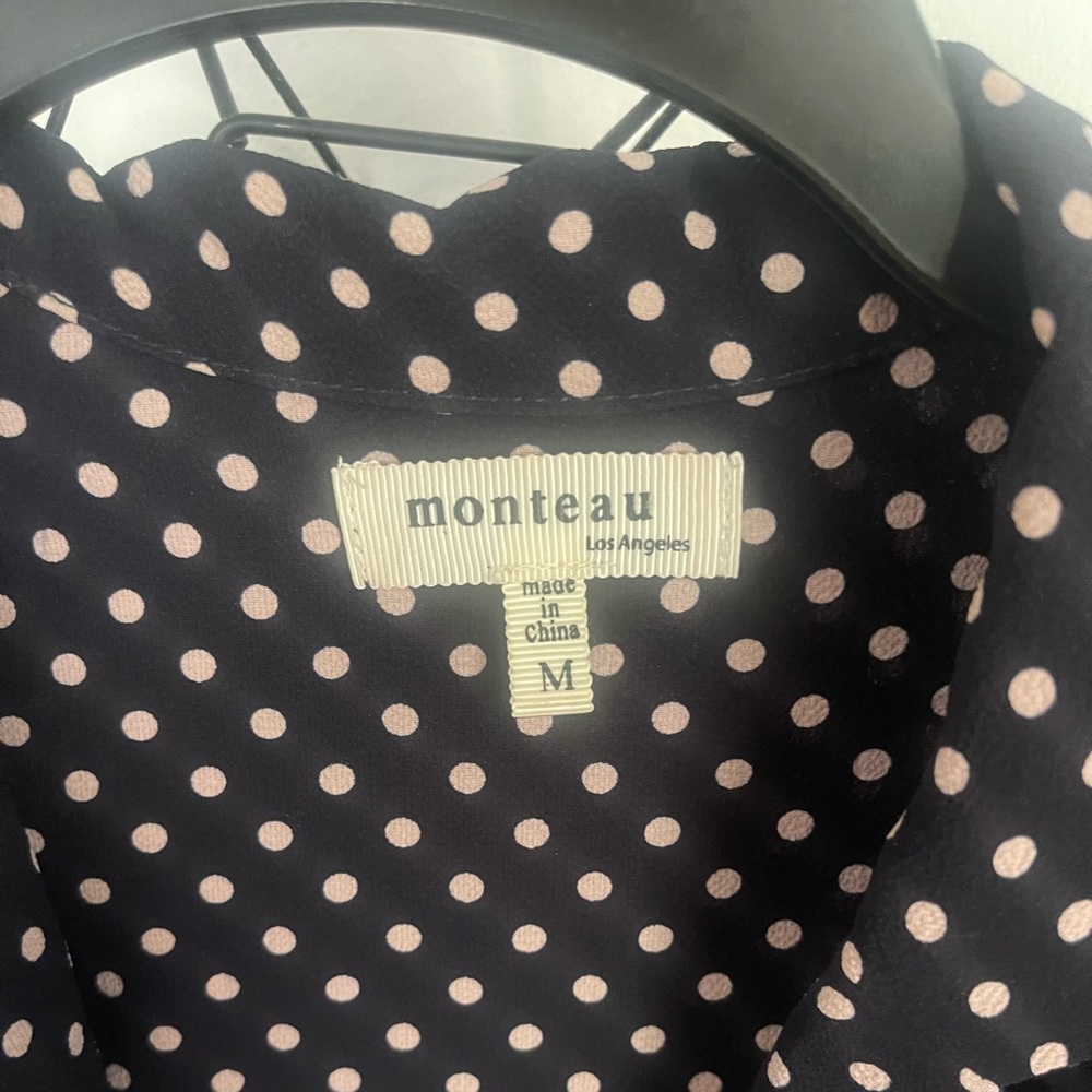 Monteau Los Angeles Lightweight Feminine Size M Women's Polka Dot Dress - Picture 2 of 6